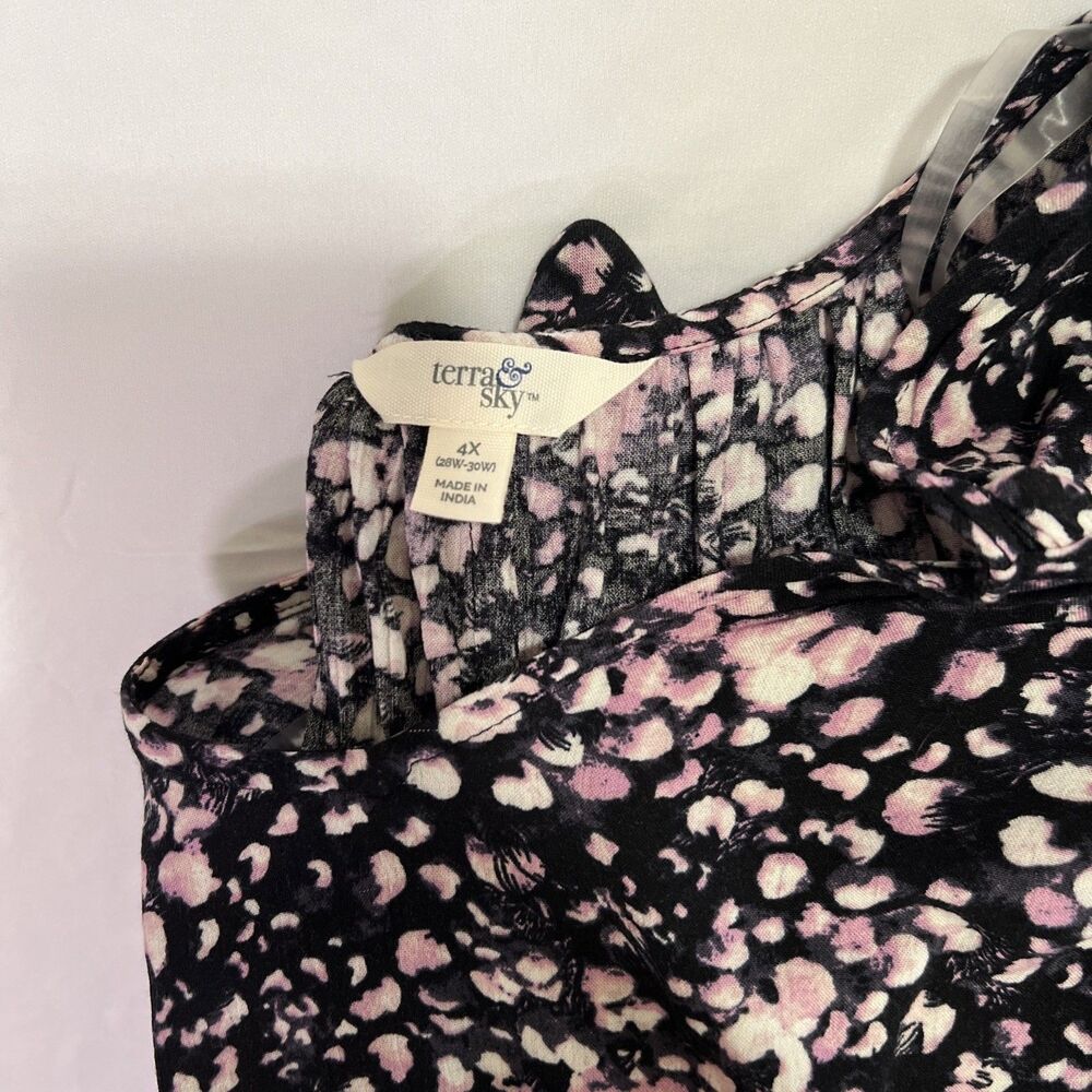 Terra & Sky Women's Floral Top Shirt Short Sleeve, On/Off Shoulder, Size 4X - Picture 3 of 3